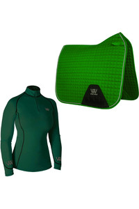 2022 Woof Wear Performance Riding Shirt & Dressage Saddle Cloth Bundle - British Racing Green